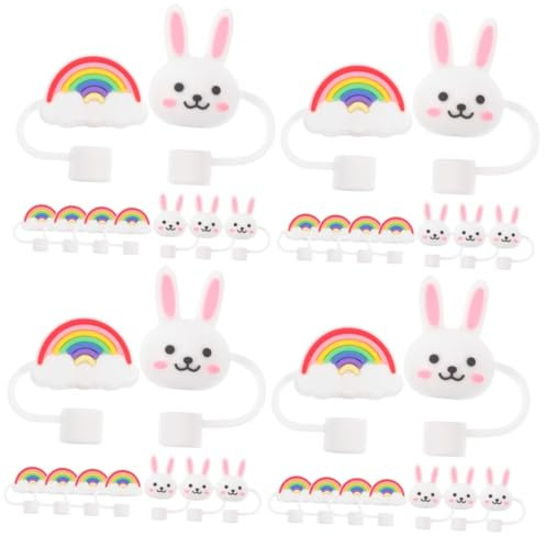 Abaodam 32 Pièces Bouchon De Paille De Dessin Animé Cadeau De Fête De Pâques Paille Anti-rides Jolie Couverture En Paille De Paille Enfant Gel De Silice Chapeau De Paille Animal