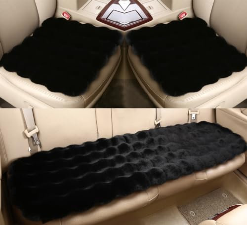Autositzbezüge Auto Sitzauflage Sitzkissen Sitzbezüge Plüsch Sitzauflagen Vordersitzbezüge Rücksitzbezüge Rücksitzkissenbezüge Künstliche (Schwarz,1 stück Vordersitzbe)