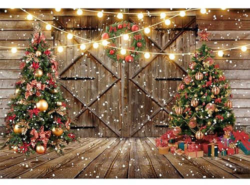 MIRRORANG 3x2m Feliz Navidad Fondos Árbol Regalos Shing Luces Brillo Bokeh Madera Piso Fondos de Fotografía Fiesta de Nochevieja Fiesta de Bebe Decoraciones Suministros, Vinilo