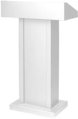Podium Präsentation Rednerpult Ständer Podium, großes Aufsatz-Kirchen-Eisenpodest mit Schallwand, anwendbar für Einkaufszentren, Schulen, Präsentationen, Ausstellungen/Weiß/70 x 32 x 107 cm