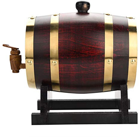 Oak Barrel,1.5 L Vintage Wood Oak Timber Aging Wine Spirit Whiskey Storage Barrel with Tap for Beer Whiskey Rum Port