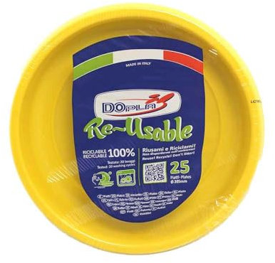 TEKHOME PIATTI PLASTICA 22cm iatti plastica colorati lavabili e riutilizzabili Rotondi per Compleanno,Festa, Matrimonio (GIALLO, 50pz)