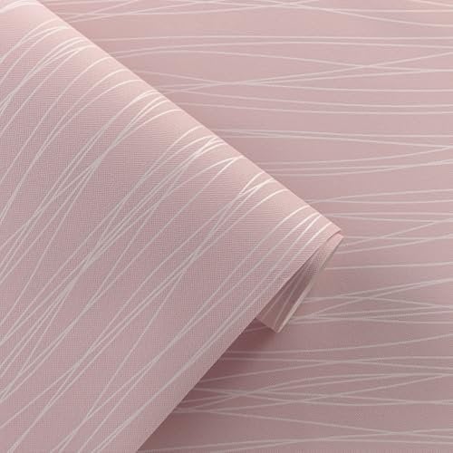 Swehooirt Blush Striped Wallpaper Modern Silver Metallic Striped Effect Wallpaper Flocking Textured for Bedroom Living Room TV Backdrop Hallway Lounge Hall
