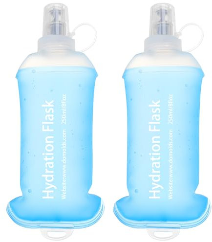 Meng Jiaran 2 Pcs Soft Water Bottle Running 250ML TPU Soft Flask Running Water Bottles Collapsible Hydration Flask For Hydration Pack Hiking Cycling Climbing Biking