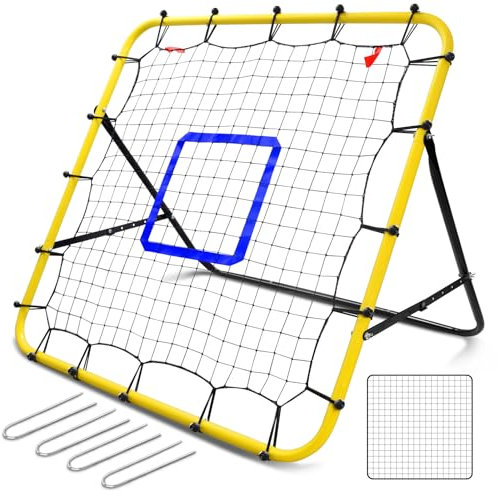 Eastgoing Baseball- und Softball-Rückprallnetz, 9 x 100 cm, Baseball-Pitching-Netz mit Aufstellziel, Multi-Winkel-Rückprallnetz für Volleyball-Rebounder, Fußball-Rebounder