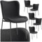 tectake® 6er Stuhl Set, Polsterstuhl für Küche, Esstisch, Sessel Schminktisch, Cocktailsessel, Elegante Esszimmerstühle oder Wohnzimmerstühle für edles Dining - Webstoff schwarz/schwarz