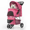 MoNiBloom Poussette de jogging pliable à 3 roues pour chiens et chats de petite et moyenne taille avec panier de rangement et porte-gobelet, pois rose vif