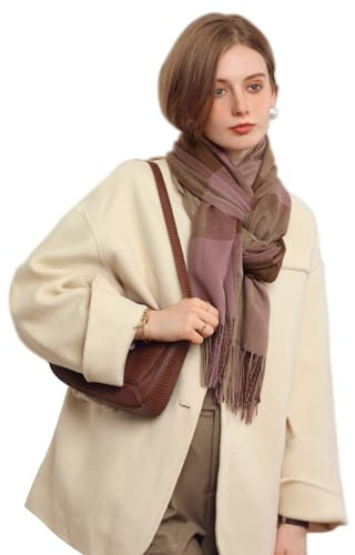 Qkydky Damen Winter Schal - Kariert Deckenschal, Kaschmir, Langer Loop Schal, 65 * 185cm