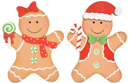 2er Set Aufsteller Lebkuchen Cookie | Figur Dekofigur Weihnachtsdeko | 16x12 cm