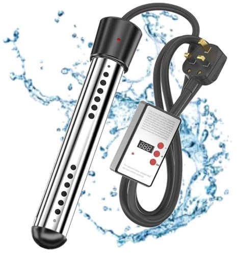 Water Heater for Bath, Portable Immersion Water Heater, Electric Immersion Water Heater, Bucket Water Heater, Household High Power Submersible Pool Bathtub Heater, Cover and Thermostat (1500W)