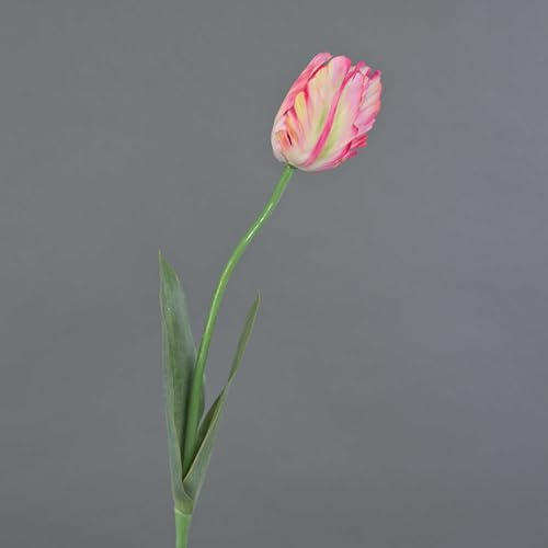 artplants.de Künstliche Papageientulpe Uakari, rosa-Creme-grün, 65cm, Ø6cm | Kunst Papageientulpe