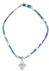 TALISMAN JEWELLERY Bracelet en argent 925 avec cordon Liberty réglable - Fleur de lys (15 mm pièce), Argent sterling 925