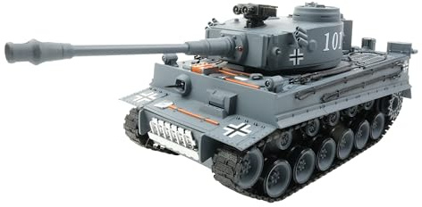 efaso 1:18 Ferngesteuerter RC Panzer, Deutscher Tiger I, Militärpanzer mit Rauch, Sound und Licht, Tiger 1 in detailgetreuer Nachbildung mit umfangreichem Zubehör