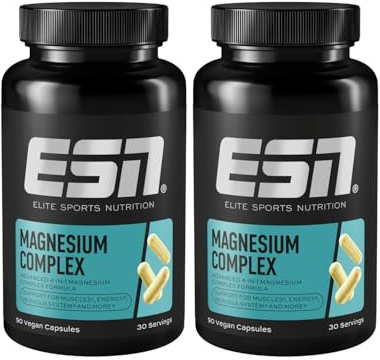 ESN Magnesium Complex, 323 mg Magnesium pro Tagesportion, 2 x 90 Kapseln | 4 in 1 Komplex Formel - Made in Germany
