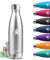 Botella Agua Acero Inoxidable, 500ml Botella Termica, sin BPA, Botella Agua Niños, A Prueba de Fugas, Cantimplora Acero Inoxidable, Aislamiento al Vacío, Cantimplora para Escuela, Cafetería, Oficina