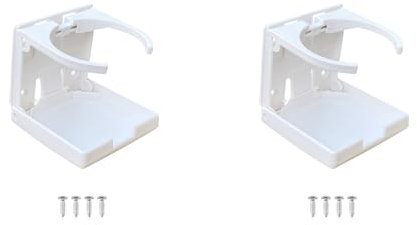 Wzxksoac 2X ABS Plastic Adjustable Folding Cup Drink Can Bottle Holder Stand Mount for Car Auto Boat Truck (White)