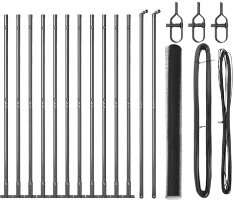 vidaXL Fence Post Grey 25 x 1.4 m (13 mm mesh) Steel and PVC, Garden and Terrace, Durable Steel Fence, Modern Outdoor Fencing Panels, Security Posts, Residential Barrier Enclosure