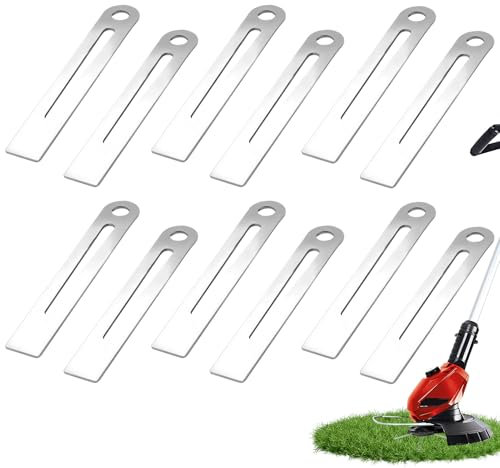 Metall Rasentrimmer Messer, Freischneider Zubehör Doppelte Metallklingen mit Unterbodenschutz, Messer Rasentrimmer Set Inkl. Schneidscheibe & Schrauben für Einhell Akku Rasentrimmer (12 Ersatzmesser)