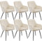 Yaheetech Esszimmerstühle 6er Set Küchenstühle, Polsterstühle mit Armlehnen Metallbeine, Seesel aus Samtstoff für Arbeitszimmer/Wohnzimmer, Beige