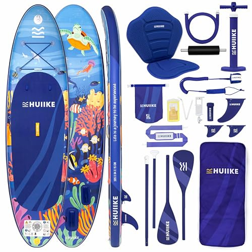 HUIIKE Tabla Paddle Surf Hinchable con Accesorios Incluidos, Remo, Quillas, Inflador. Stand Up Paddle Board Gran Estabilidad y Resistencia. 305 x 84 x 15 cm, Soporta hasta 130 kg
