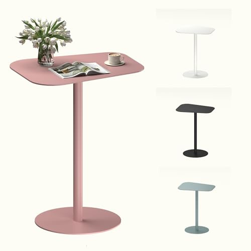 FLEXISPOT Outdoor Beistelltisch Gartenbeistelltisch für Garten, Schlafzimmer und Wohnzimmer Beistelltisch 50 x 38 x 65 cm für Sofa und Nachttisch, Stahl, Rosé