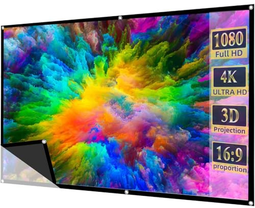 60-250 inch Projector Screen - Black Backing Indoor Outdoor Movies Screen - 16:9 Foldable Anti-wrinkle Portable Projection Screen for Home Theater Nights(250inch)