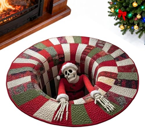 yybng 3D Teppiche Optische Täuschung,3D Matte Boden Weihnachtsdekoration | Totenkopf rutschfeste Visuelle Tür Teppich | für Winter Eingang Fußboden Bauernhaus Küche Badezimmer Schlafzimmer