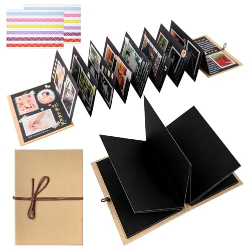 2 Stück Leporello für Fotos, Fotobuch zum Einkleben, 34 Seiten Fotoalbum Klein, DIY Scrapbook Fotobuch zum Selbstgestalten, Scrapbook Album Klein für Geburtstags, Hochzeit, Abschluss Geschenk