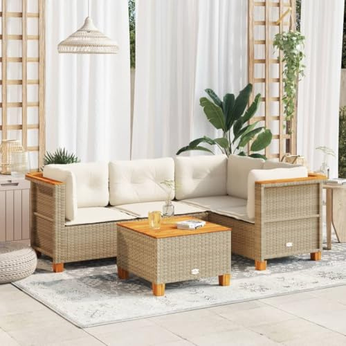 Massbinet Garten Lounge Set Gartenmöbel mit Tisch Beige
