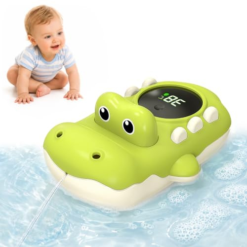 Sonnenspark Termometro Bañera Bebe, Termometro Agua Bebe, Alerta 3 Colores | Juguete de Baño Cocodrilo Impermeable, Termómetro Bebé Bañera para Bebés, Regalo para Lista de Nacimiento