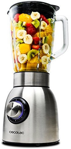 Cecotec Batidora de Vaso Power Black Titanium 1800. 1250 W de Potencia, con Cuchilla de 6 Hojas de Titanio Negro, Control Mecánico