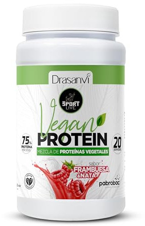SPORT LIVE PROTEÍNA VEGETAL by DRASANVI - Ayudan a la conservación de la masa muscular, y forma parte de todas las estructuras del organismo - VEGANO - SIN GLUTEN - Sabor FRAMBUESA - 600g