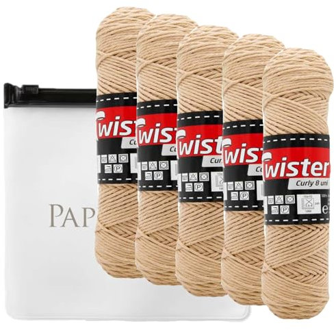 Haekelgarn Baumwollgarn Stricken Haekeln Basteln 5x50g Fb.82 kamel inkl.Zippbeutel