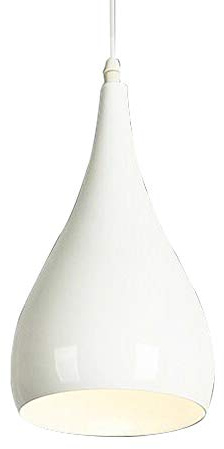 Mengjay Industrielle Vintage Pendelleuchte Retro Hängeleuchte Φ 16cm für E27 Leuchtmittel, Metall Lampenschirm und Ideal für Esszimmer, Wohnzimmer, Restaurant - (Weiß)