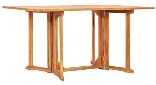 vidaXL Teak Massiv Schmetterling Gartentisch Klappbar Esstisch Klapptisch Holztisch Tisch Gartenmöbel Balkontisch Teaktisch 150x90x75cm