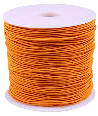 TOYANDONA 100 Meter Gummi Elastisch Band zum Nähen Spule Elastisch Flach Band 1mm Rund Bastelschnur Dehnbar Schnur für Armband Halskette Röcke Hosen Bekleidung Gelb Orange