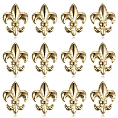BOBIJOO JEWELRY - Lot de 12 Pin's Epingle Broche Pins Fleur de Lys Patriote Laiton Doré Or 22x16mm