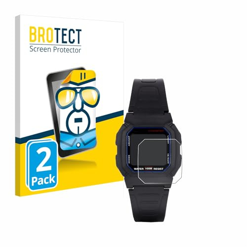 BROTECT Schutzfolie für Casio W-800H-1AVES | 2 Stück Transparenter Displayschutz Made in Germany Klare Displayschutz-Folie Clear Einfache Montage Case-Friendly