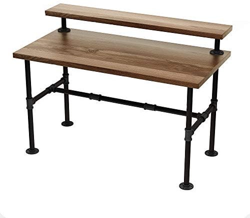 MUZIK Industrial Pipe Table Leg Set - Office Iron Pipe Desk with Monitor Shelf