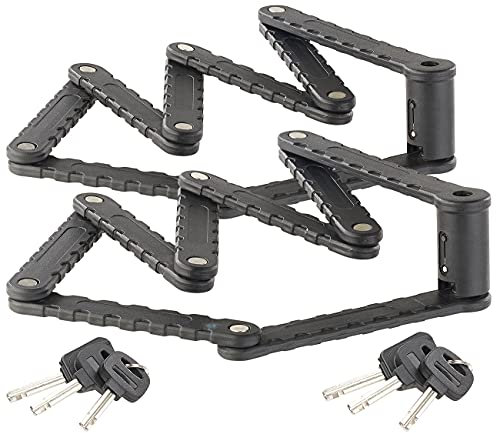 AGT Faltbügelschloss: 2er Pack Fahrrad- & Motorrad-Faltschloss, 3,5-mm-Stahl, 97 cm (Security-Fahrrad-Schloss, Anti-Diebstahl-Schloss, Scooter)