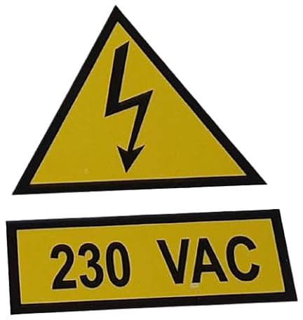 Etiquetas adhesivas Peligro Riesgo Eléctrico 230 VAC (25 unidades)