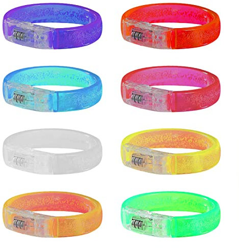 mecaponn Concert Light, Pen Light, LED Bubble Ring, Cheering Light, Battery Operated, Cheering Supplies, Glowing, Set of 8 Colors, Bracelet, Fluorescent