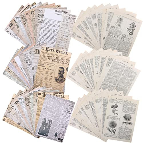 Svalor 60 Sheets Vintage Scrapbook Paper, Decorative Scrapbooking Supplies, Antique Looking Journal Supplies for Scrapbook Journal DIY Arts Crafts(20*14 cm/ 2 Theme)