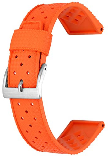 Kai Tian Hochwertiges Armband 20mm Dauerhaft Gummi Silikon Uhrenarmband für Männer und Frauen Orange