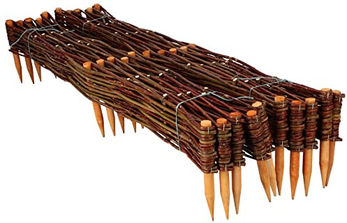 KOTARBAU® 10er Set Beetbegrenzung aus Weide 100 x 10 cm Weidengeflecht Garten Beeteinfassung für Blumen und Gemüse Rasenkanten
