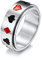 Yifnny Pokerring, Edelstahl Pik Ass Ring Poker Casino Spiele Glücksspielkarte Pik Ring Silber Schwarz für Männer Frauen Größen 7-11 (Silber, 8)