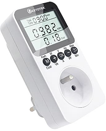 KETOTEK Energiezähler, Wattmeter, digital, Stromverbrauch, Meter, 3680 W, Stromzähler mit LCD-Display, Messung des Stromverbrauchs