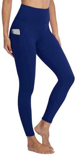 Gayhay Leggings mit Taschen Damen High Waist Sportleggins Lang Sporthose Stretchy Königsblau.L-XL