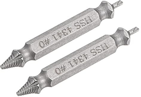 sourcing map 2 Stück Beschädigter Schraubenausdreher 0# Verchromter Schnellarbeitsstahl 4341 Entferner für Gebrochene Schrauben mit Gewinde und Bohrerende