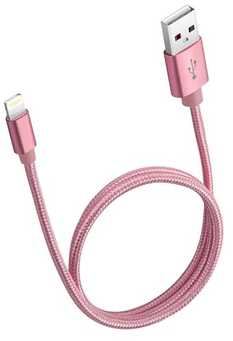 ROFAY 2ft iPhone Charger Cable [Mfi-Certified] Nylon Braided High Speed 2FT USB-A to Lightning Cable Compatible for iPhone 14 13 Pro Max/12/11 Pro/XS/XR/X/8/7/6/5/iPad (2ft, Rose Gold)